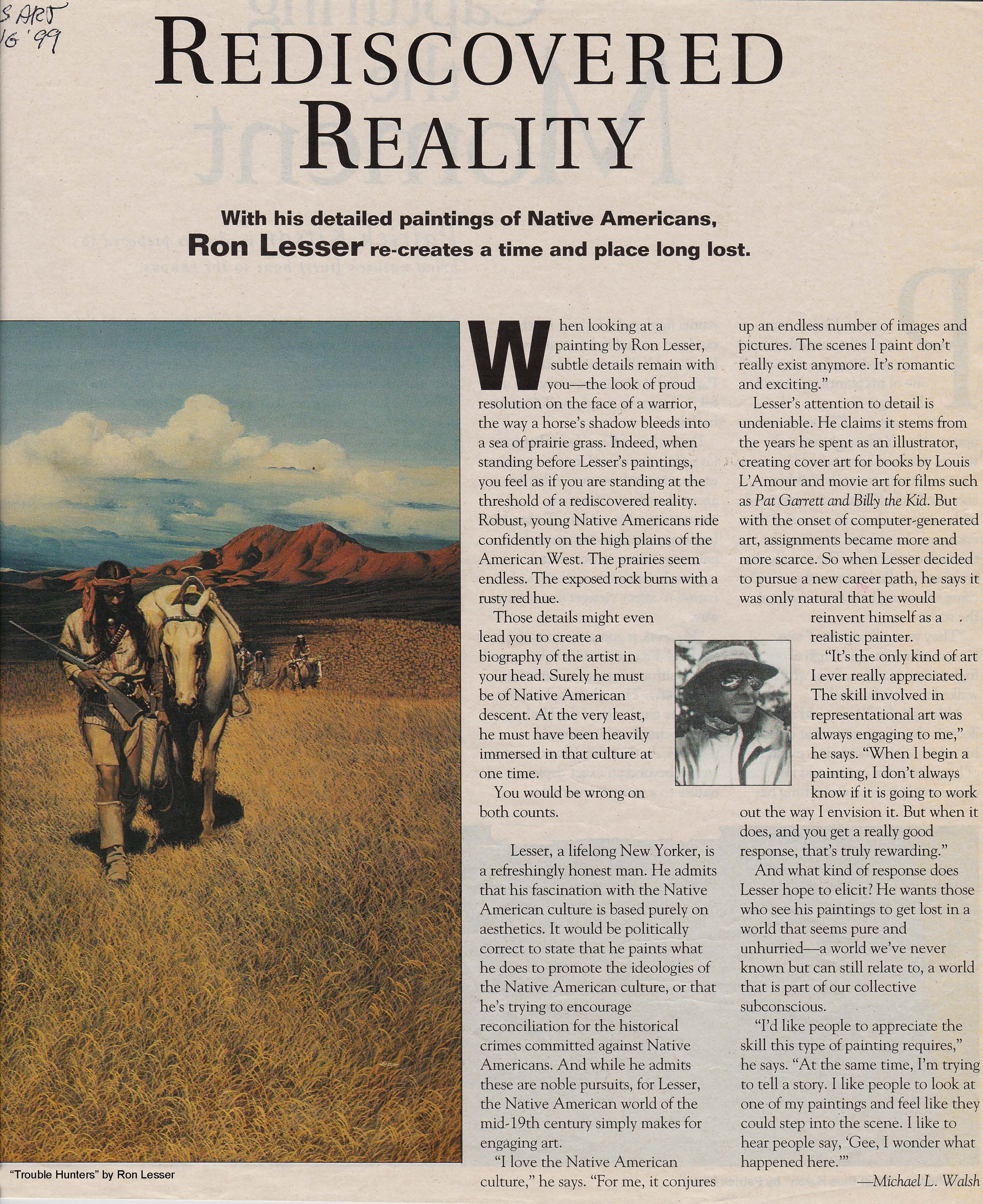 US Art Magazine Interview with Rone Lesser - August 1999